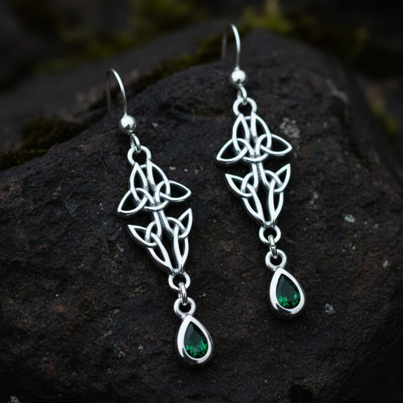 Artisan Long Trinity Knot Earrings in Sterling Silver — view 7
