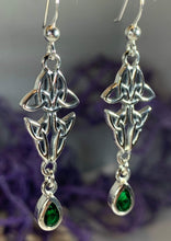 Load image into Gallery viewer, Emerald Crystal Trinity Knot Earrings
