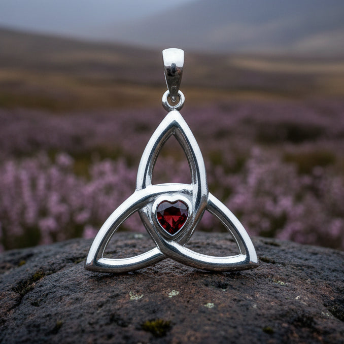 McKenna Celtic Trinity Knot Heart Necklace in Sterling Silver — view 7