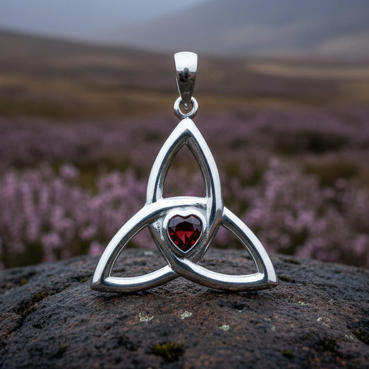 McKenna Celtic Trinity Knot Heart Necklace in Sterling Silver — view 7