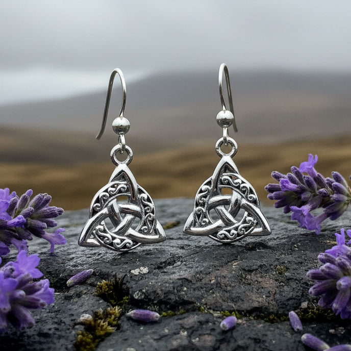 Celtic Triquetra Earrings in Sterling Silver