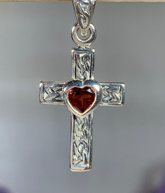 Heart Celtic Cross Necklace in Sterling Silver — view 5
