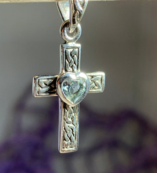 Heart Celtic Cross Necklace in Sterling Silver — view 3