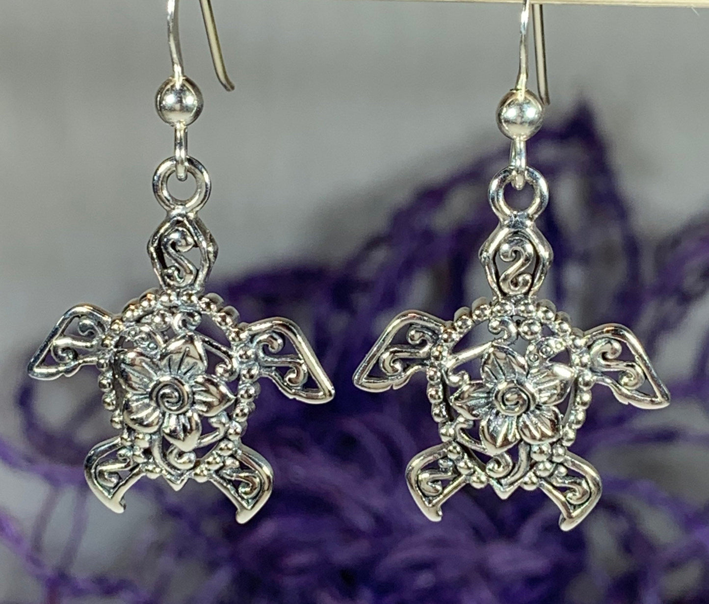 Blooming Turtle Earrings — view 3