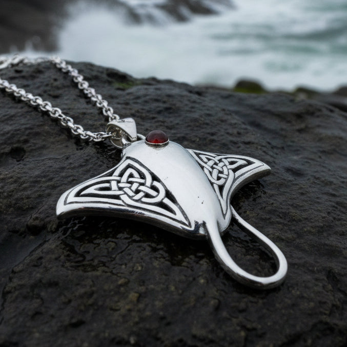 Celtic Manta Ray Necklace in Sterling Silver