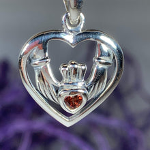 Load image into Gallery viewer, Traditional Irish Claddagh necklace symbolizing love, loyalty and friendship. Sterling silver Irish jewelry Celtic Crystal Designs
