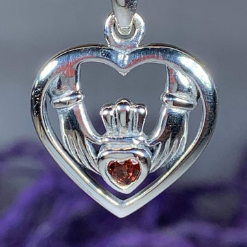 Traditional Irish Claddagh necklace symbolizing love, loyalty and friendship. Sterling silver Irish jewelry Celtic Crystal Designs