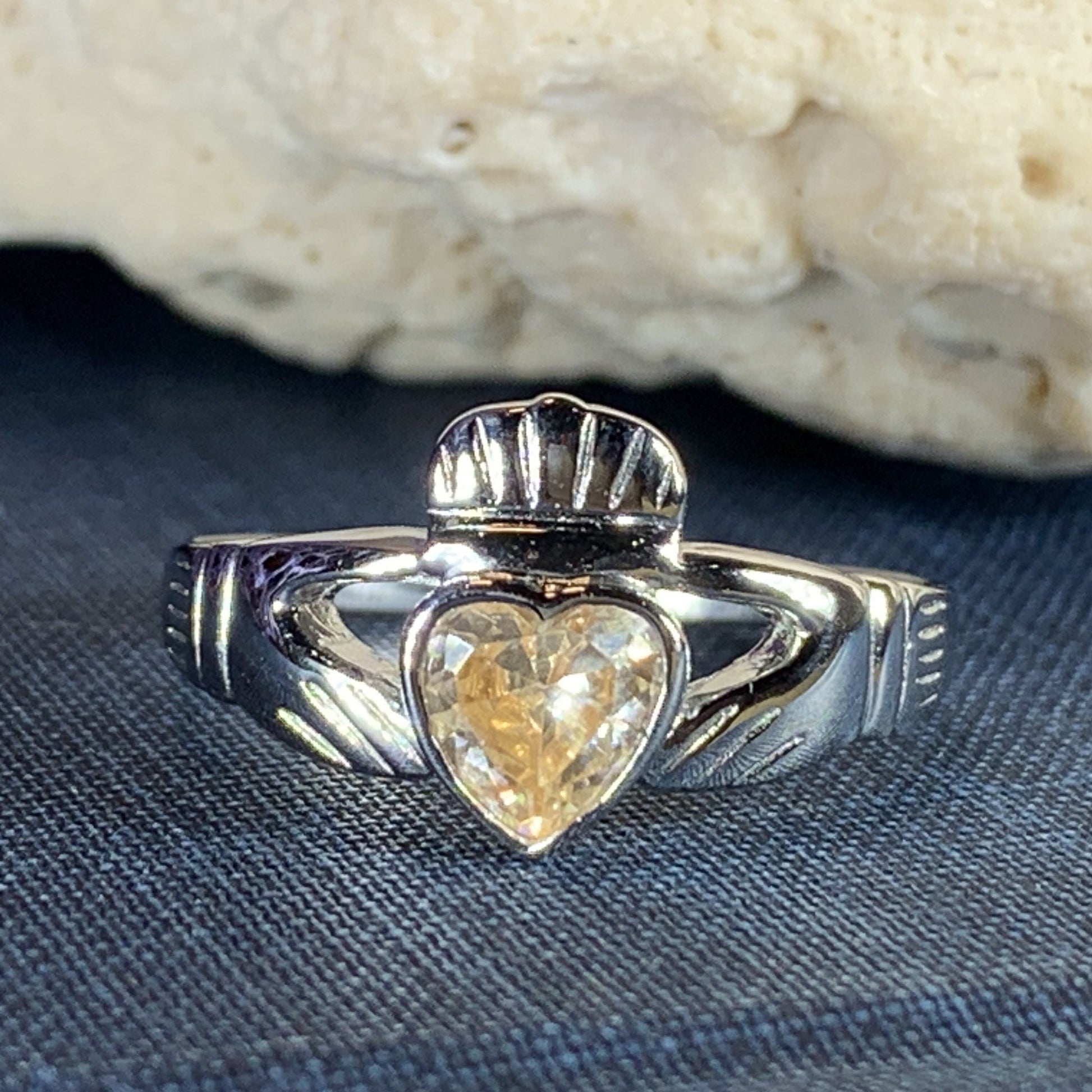 Traditional Irish Claddagh ring symbolizing love, loyalty and friendship. Sterling silver Irish jewelry Celtic Crystal Designs