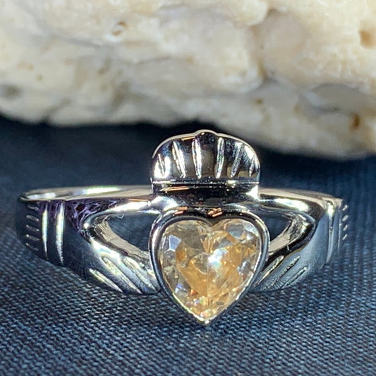 Traditional Irish Claddagh ring symbolizing love, loyalty and friendship. Sterling silver Irish jewelry Celtic Crystal Designs