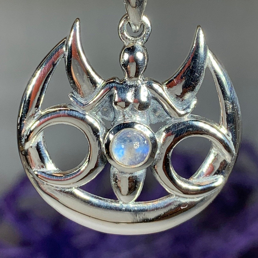 Moon Necklace, Triple Moon Pendant, Goddess Pendant, Celtic Jewelry, Anniversary Gift, Celestial Jewelry, Moonstone Necklace, Irish Jewelry