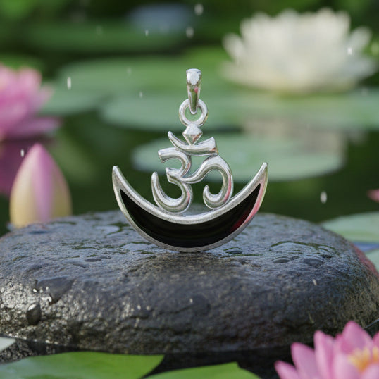 Moon Om Necklace in Sterling Silver