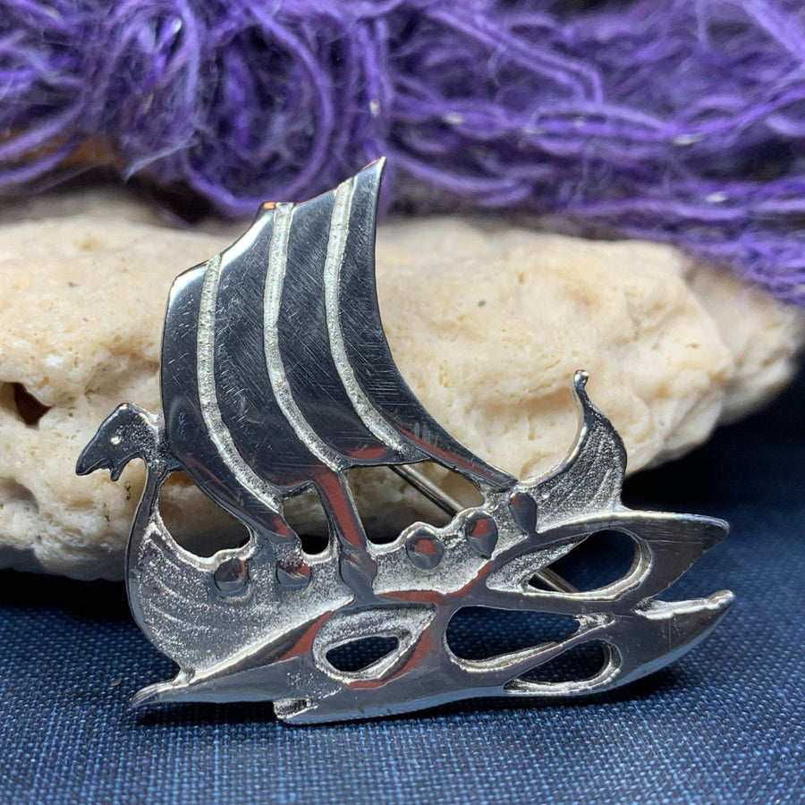 Viking Ship Brooch - Handmade in Scotland