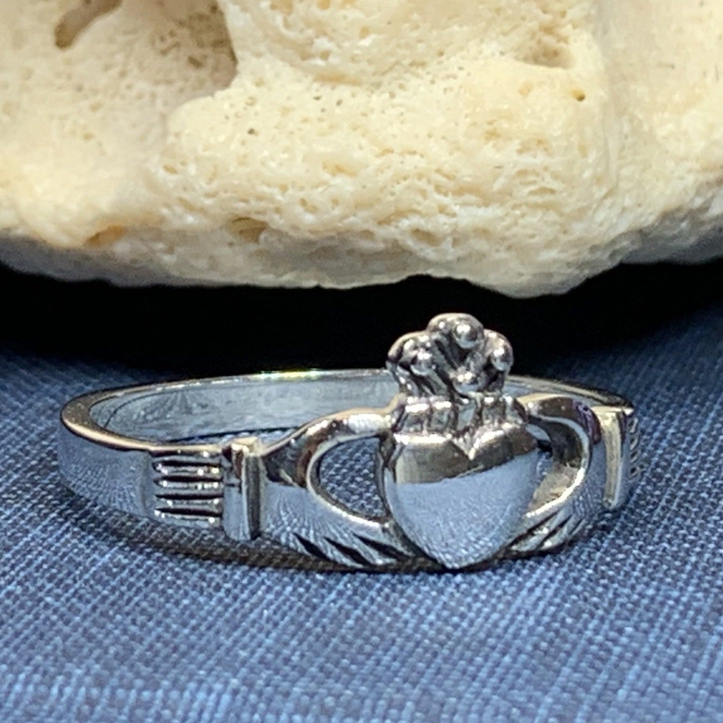 Traditional Irish Claddagh ring symbolizing love, loyalty and friendship. Sterling silver Irish jewelry Celtic Crystal Designs