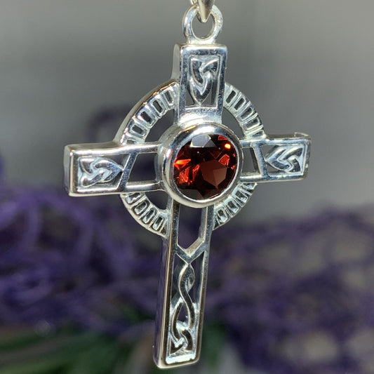 Lanis Celtic Cross Necklace in Sterling Silver — view 7