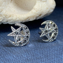 Load image into Gallery viewer, Marcasite Moon Post Earrings
