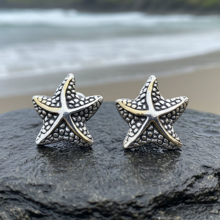 Sunny Starfish Post Earrings in Sterling Silver