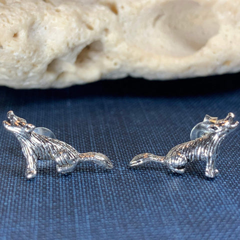 Load image into Gallery viewer, Howling Wolf Earrings
