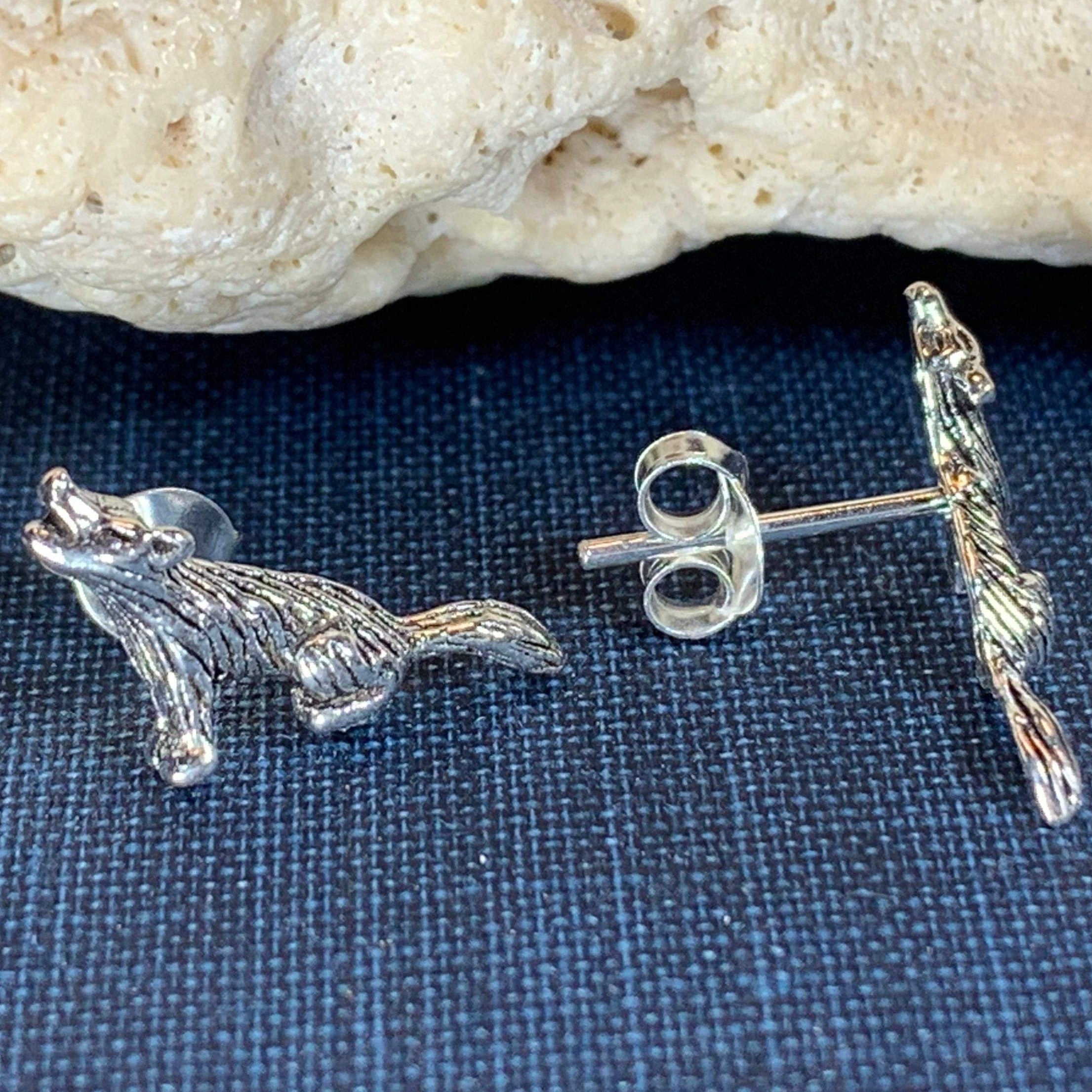 Howling Wolf Earrings – Celtic Crystal Design Jewelry