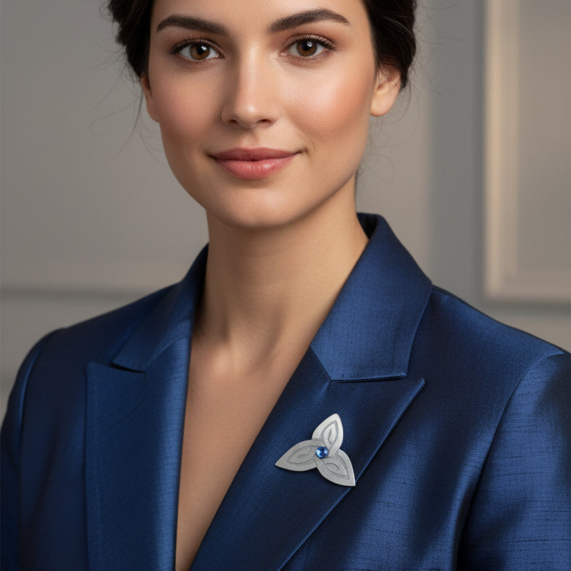 Trinity Knot Crystal Brooch — view 2