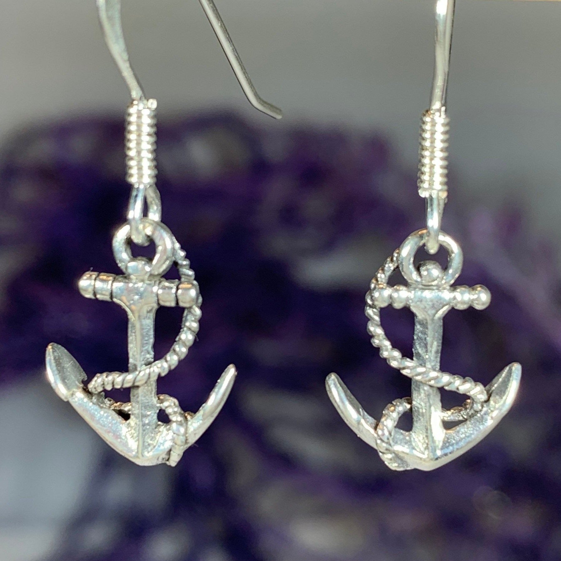 Petite Anchor SIlver Earrings – Celtic Crystal Design Jewelry
