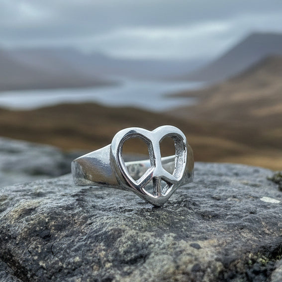 Peace Sign Ring in sterling silver