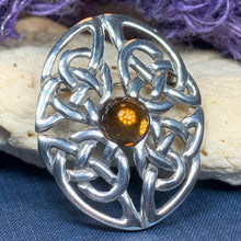 Load image into Gallery viewer, Amber Oval Celtic Knot Brooch 07
