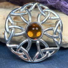 Load image into Gallery viewer, Amber Celtic Knot Brooch
