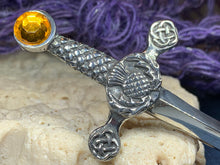 Load image into Gallery viewer, Alexander Thistle Sword Kilt Pin 06

