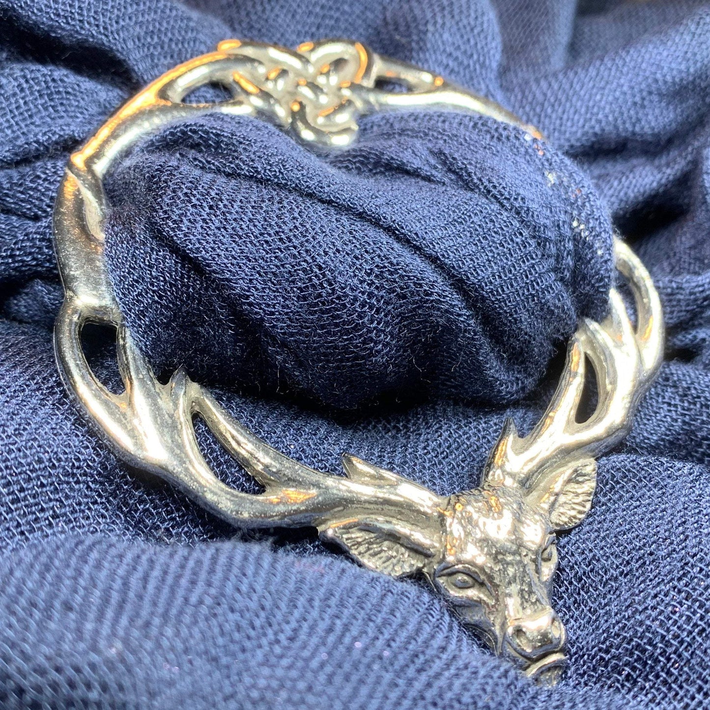 Woodland Stag Pewter Scarf Ring - Handmade in England