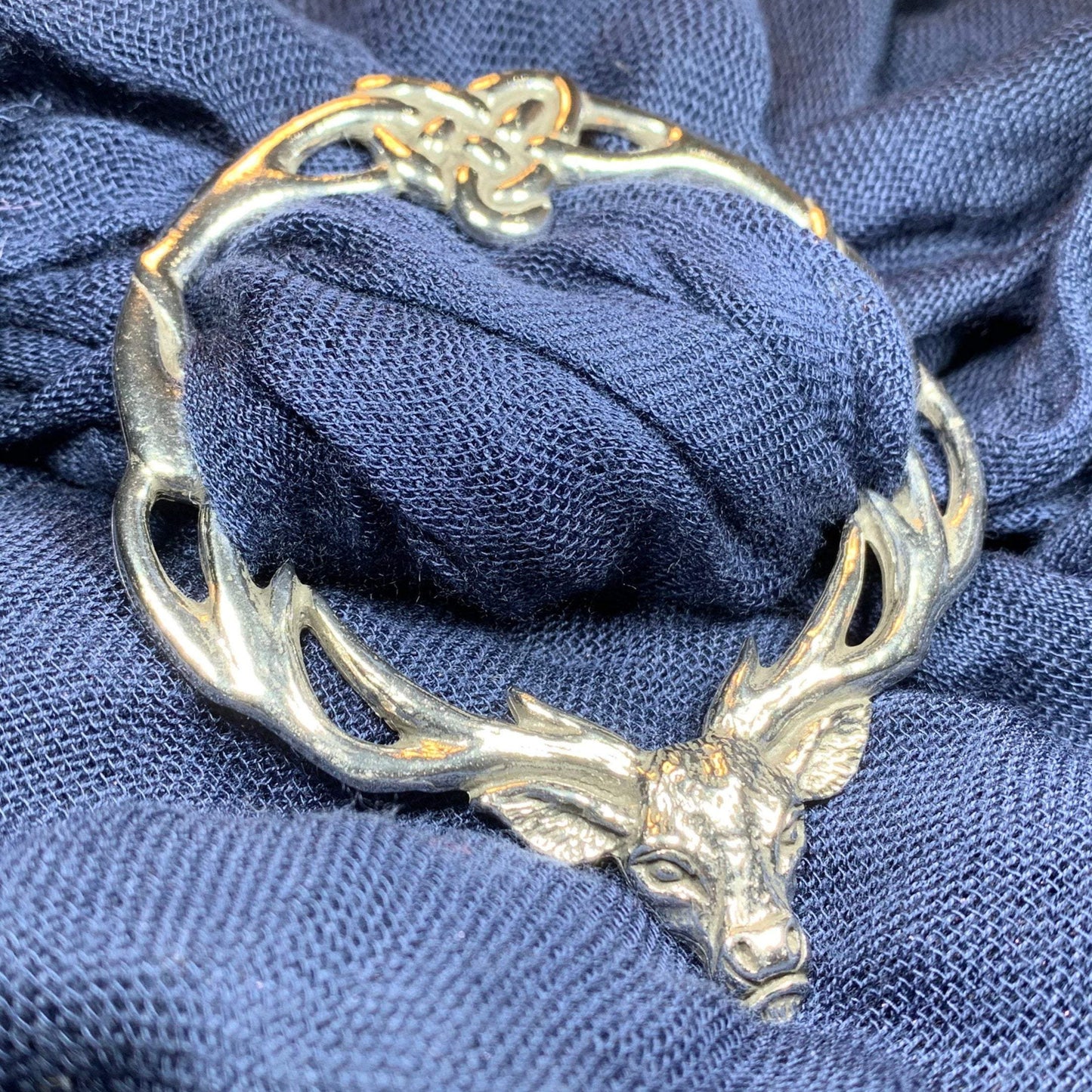 Woodland Stag Pewter Scarf Ring - Handmade in England