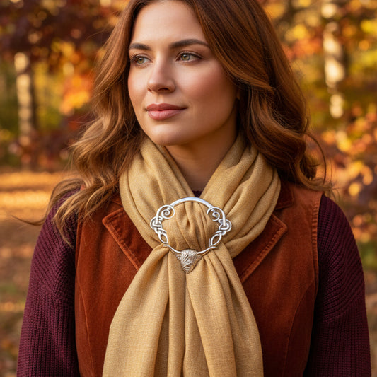Pewter Scotland Highland Cow Scarf Ring - Handmade in England