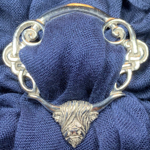 Pewter Scotland Highland Cow Scarf Ring