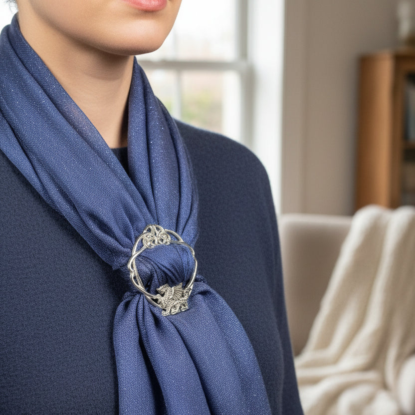 Pewter Welsh Dragon Scarf Ring - Handmade in England — view 7