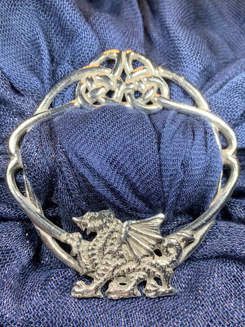 Load image into Gallery viewer, Pewter Welsh Dragon Scarf Ring
