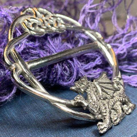 Load image into Gallery viewer, Pewter Welsh Dragon Scarf Ring
