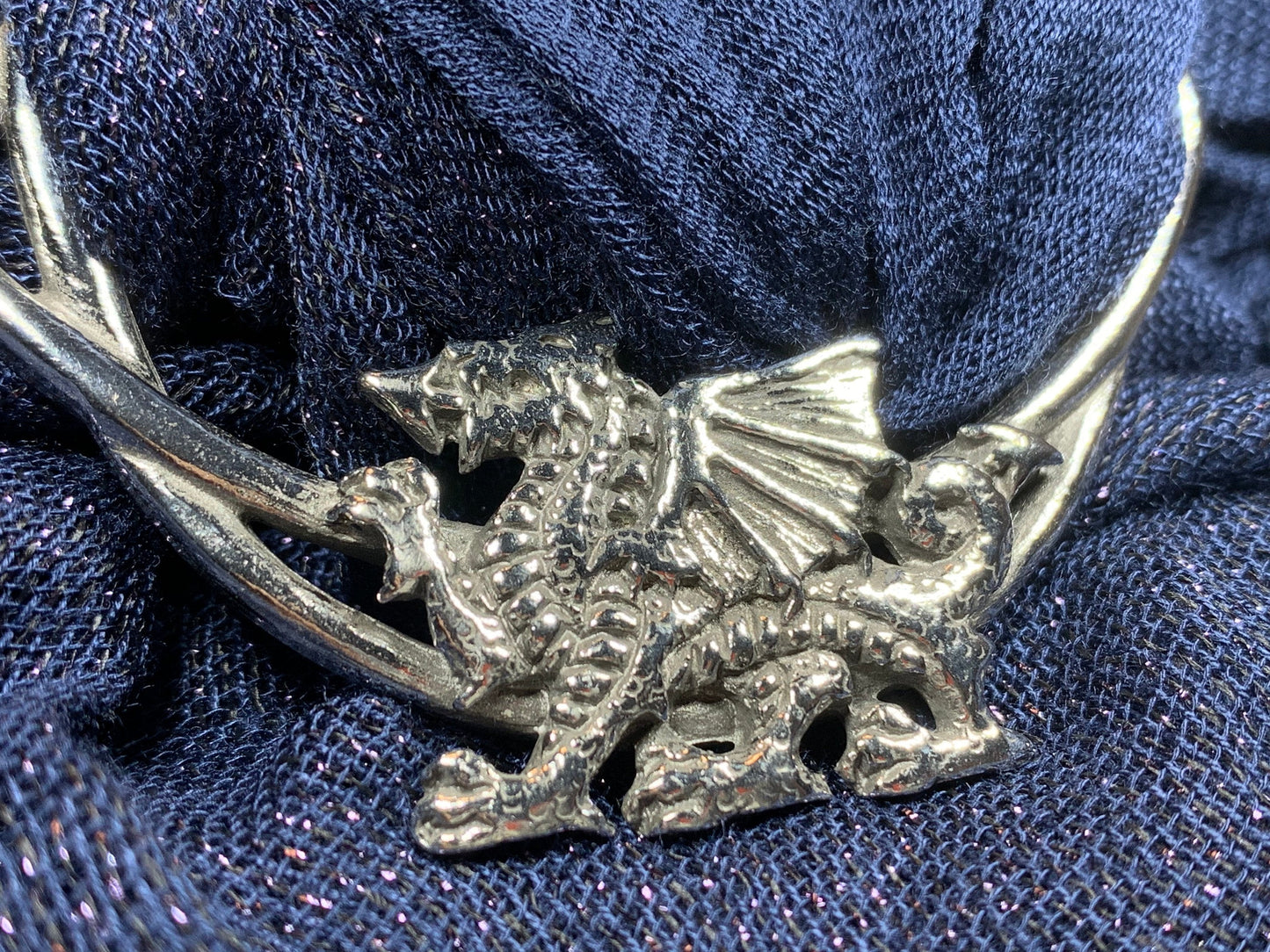 Pewter Welsh Dragon Scarf Ring - Handmade in England — view 6