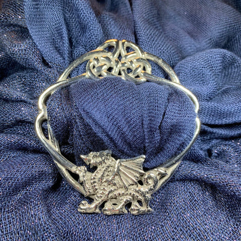 Load image into Gallery viewer, Pewter Welsh Dragon Scarf Ring
