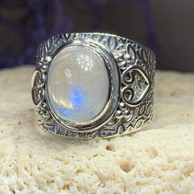 Load image into Gallery viewer, Celtic Heart Ring, Moonstone Jewelry, Moonstone Ring, Heart Jewelry, Celtic Jewelry, Anniversary Gift, Wiccan Jewelry, Wife Gift
