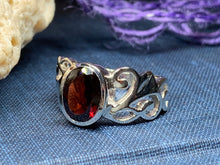 Load image into Gallery viewer, Celtic Filigree Ring, Gemstone Jewelry, Statement Ring, Garnet Jewelry, Celtic Jewelry, Anniversary Gift, Wiccan Jewelry, Wife Gift
