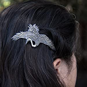 Crane Hair Clip, Celtic Barrette, Bird Jewelry, Heron Jewelry, Friendship Gift, Wiccan Jewelry, Hair Jewelry, Nature Barrette