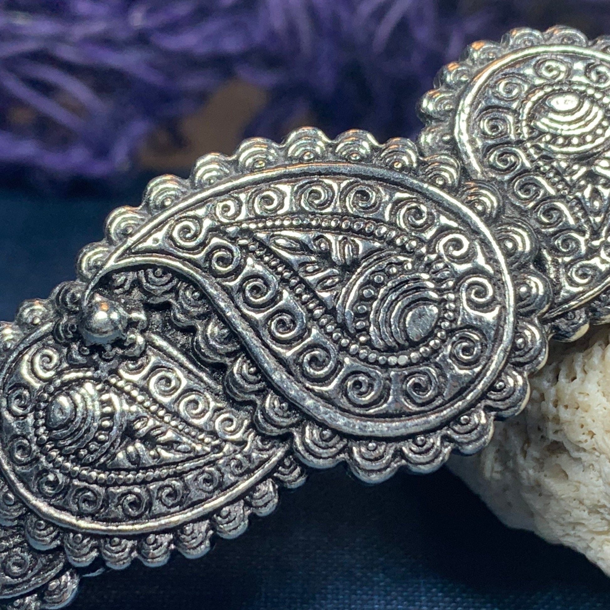 Scottish Paisley Hair Clip, Celtic Barrette, Scotland Jewelry, Friendship Gift, Celtic Hair Slide, Celtic Jewelry, Pewter Barrette
