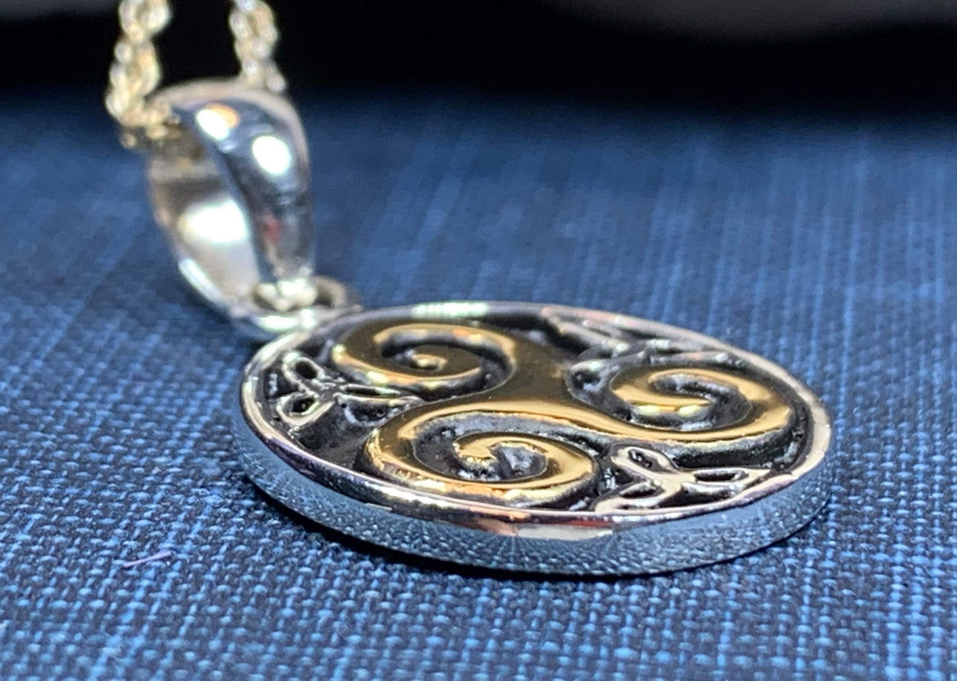 Carran Celtic Spiral Necklace in Sterling Silver — view 7