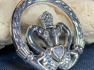 Celtic Swan Claddagh Necklace