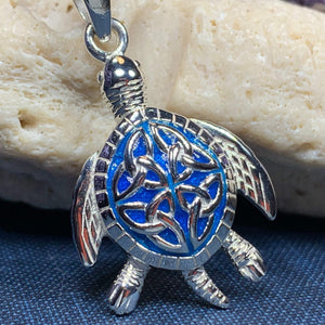 Blue Celtic Turtle Necklace
