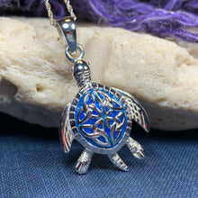 Load image into Gallery viewer, Blue Celtic Turtle Necklace
