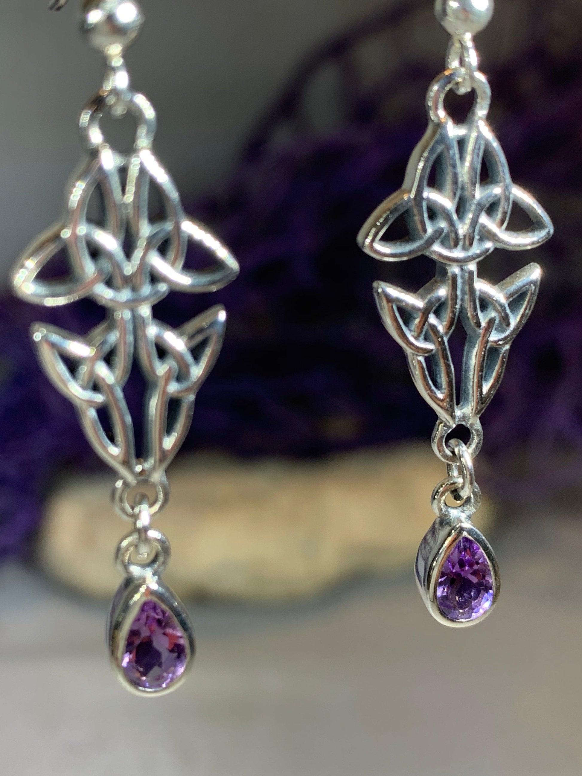 Artisan Long Trinity Knot Earrings in Sterling Silver — view 13
