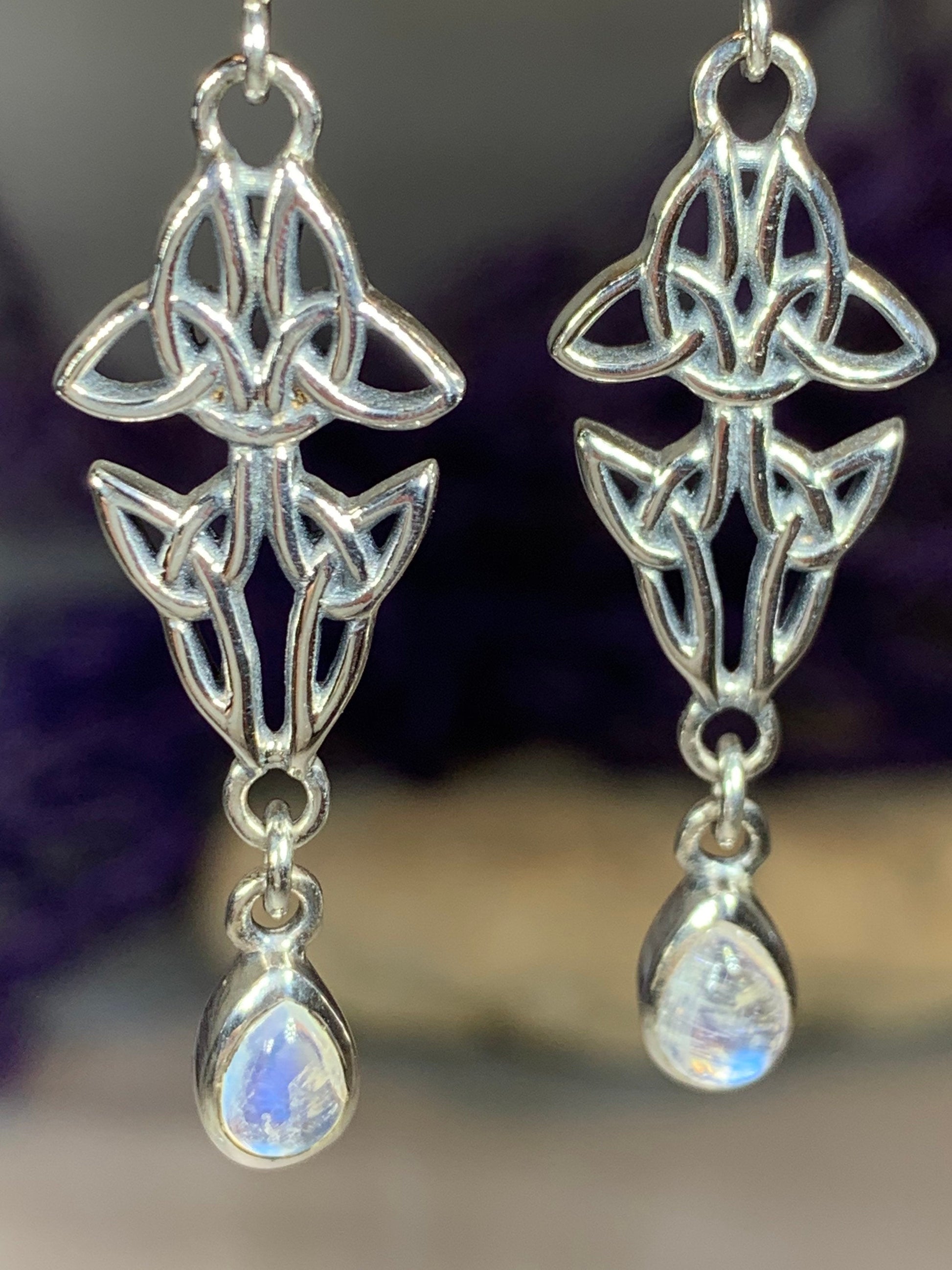 Artisan Long Trinity Knot Earrings in Sterling Silver — view 11