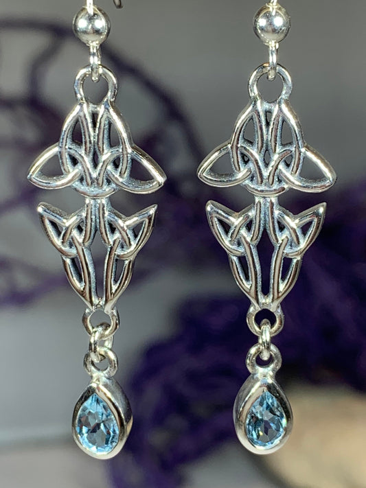 Artisan Long Trinity Knot Earrings in Sterling Silver — view 10