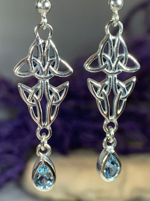 Load image into Gallery viewer, Artisan Long Trinity Knot Earrings

