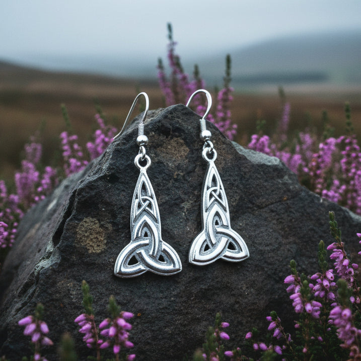 Keelia Celtic Trinity Knot Earrings in Sterling Silver